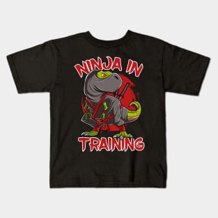 Ninja In Training Funny Dinosaur T Rex Costume Kids T-Shirt